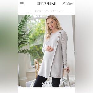 Seraphine Gray Draped Maternity and Nursing Tunic Size Small EUC